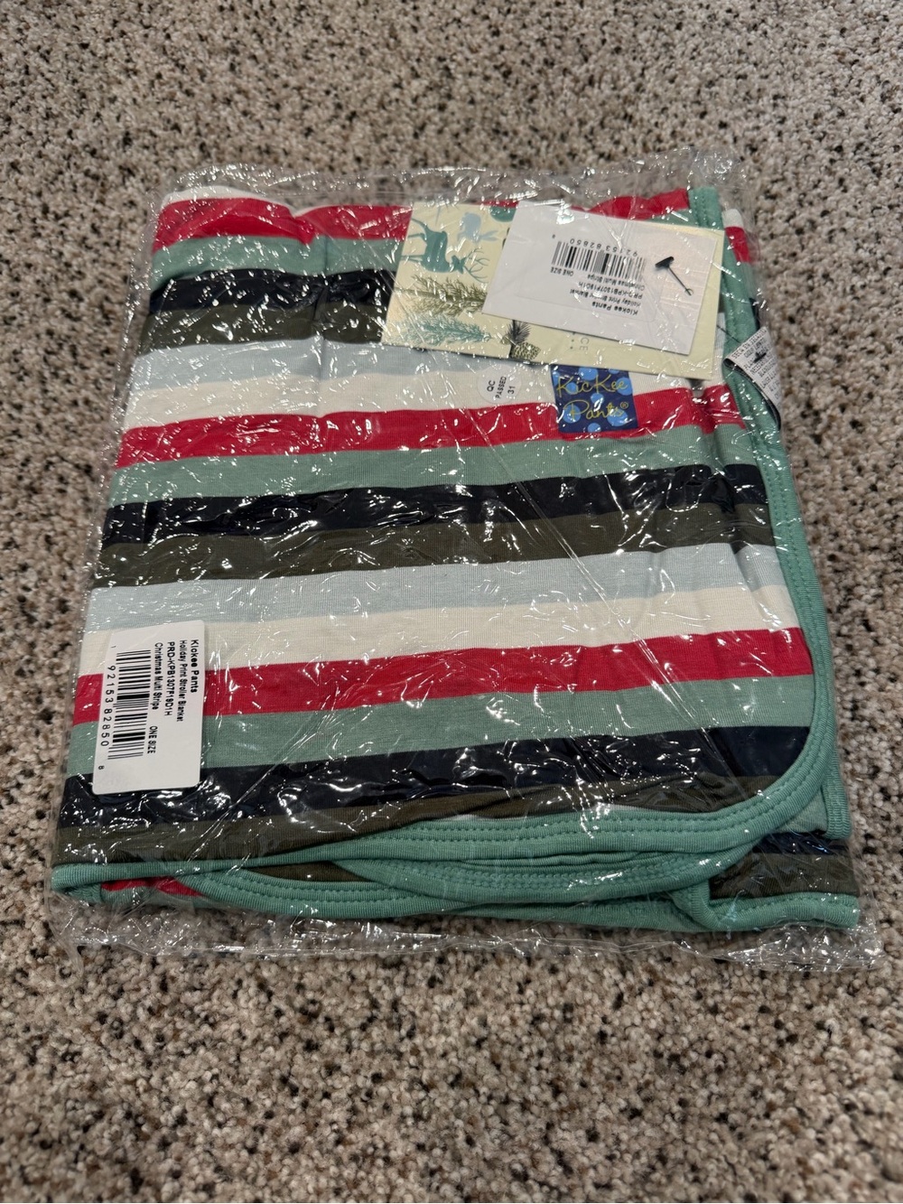 Kickee pants Christmas multi stripe stroller blanket